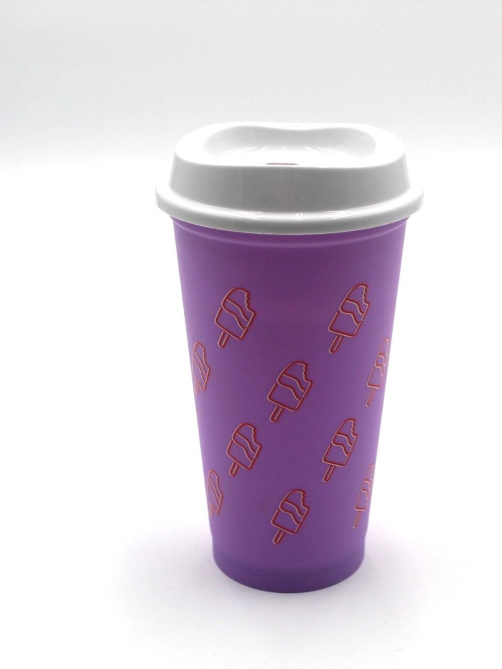 Starbucks Reusable Purple Hot Cup 16 oz All Over Ice Cream Print Summer 2022 EUC